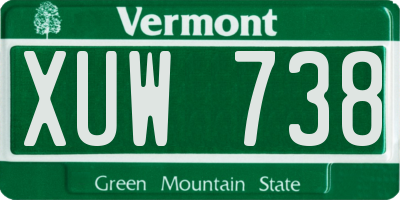 VT license plate XUW738