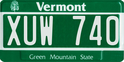 VT license plate XUW740