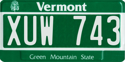 VT license plate XUW743