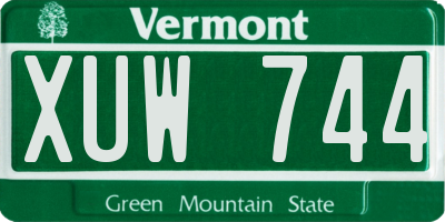VT license plate XUW744