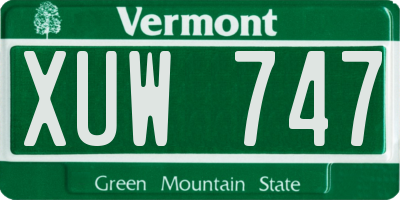 VT license plate XUW747