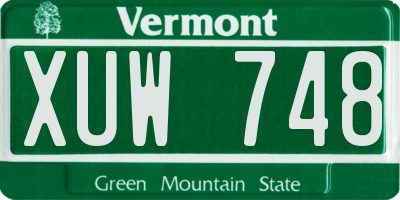 VT license plate XUW748