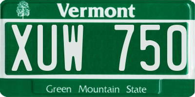 VT license plate XUW750
