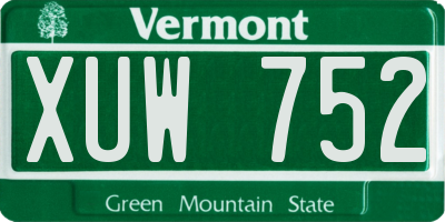 VT license plate XUW752