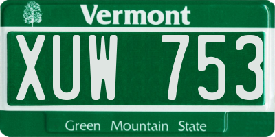 VT license plate XUW753