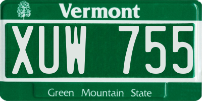 VT license plate XUW755