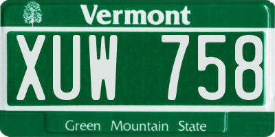 VT license plate XUW758