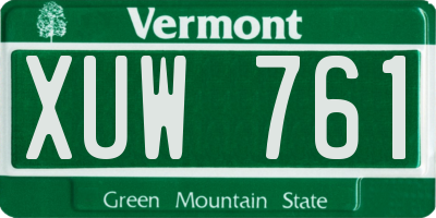 VT license plate XUW761