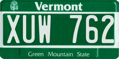VT license plate XUW762