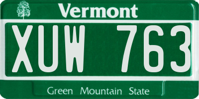 VT license plate XUW763