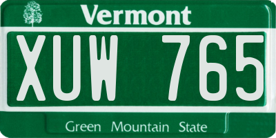 VT license plate XUW765