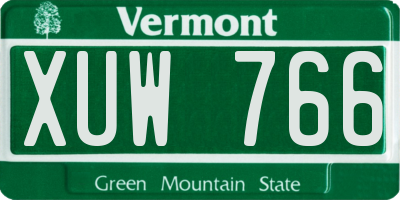 VT license plate XUW766