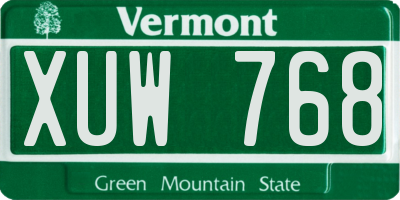 VT license plate XUW768