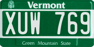 VT license plate XUW769