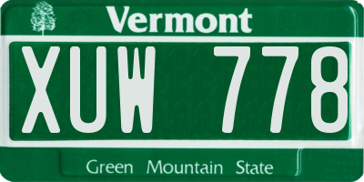 VT license plate XUW778