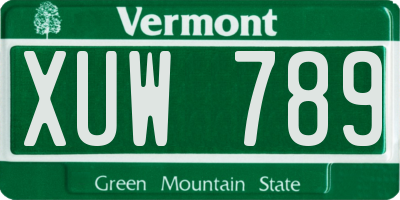 VT license plate XUW789