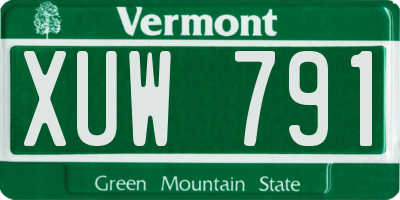 VT license plate XUW791