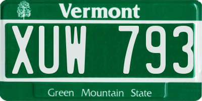 VT license plate XUW793