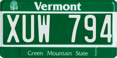 VT license plate XUW794
