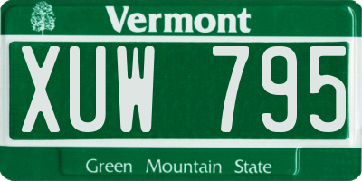 VT license plate XUW795
