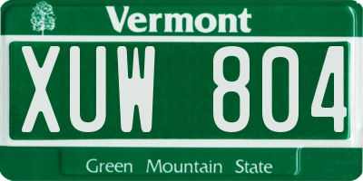 VT license plate XUW804