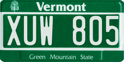 VT license plate XUW805