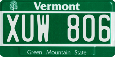 VT license plate XUW806