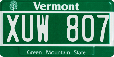 VT license plate XUW807