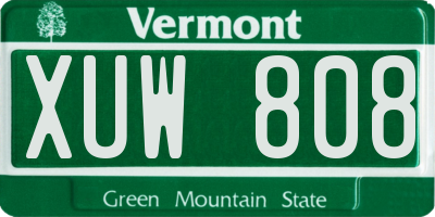 VT license plate XUW808