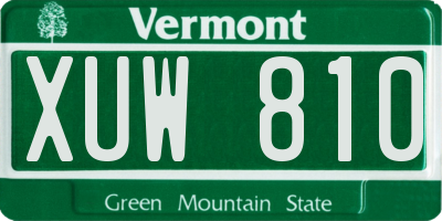VT license plate XUW810
