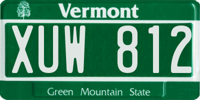 VT license plate XUW812