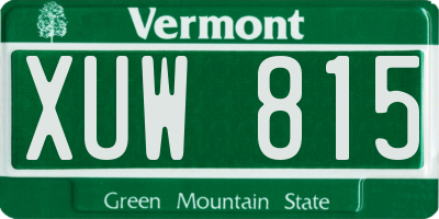 VT license plate XUW815