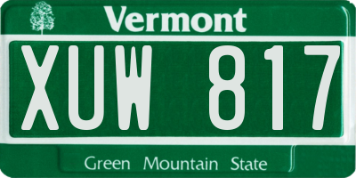 VT license plate XUW817