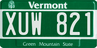 VT license plate XUW821