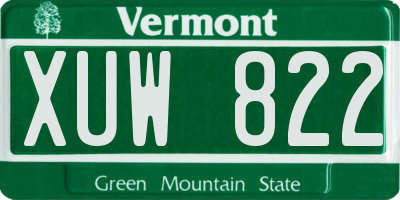 VT license plate XUW822