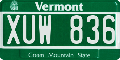 VT license plate XUW836
