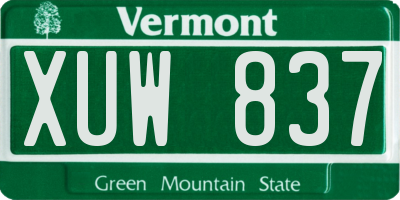 VT license plate XUW837