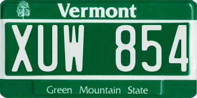 VT license plate XUW854
