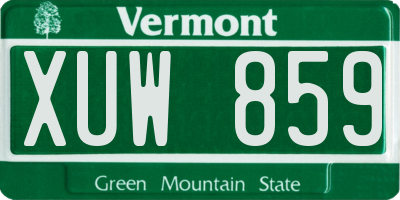 VT license plate XUW859