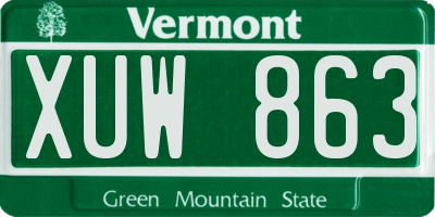 VT license plate XUW863