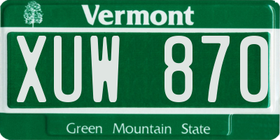 VT license plate XUW870
