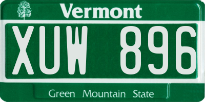 VT license plate XUW896