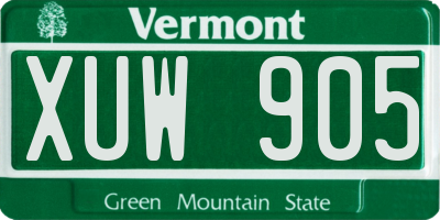 VT license plate XUW905