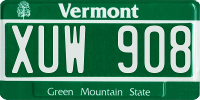 VT license plate XUW908