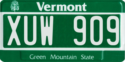 VT license plate XUW909