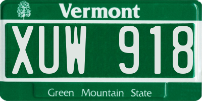 VT license plate XUW918