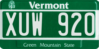 VT license plate XUW920