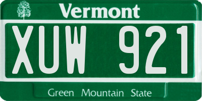 VT license plate XUW921