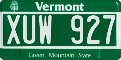 VT license plate XUW927