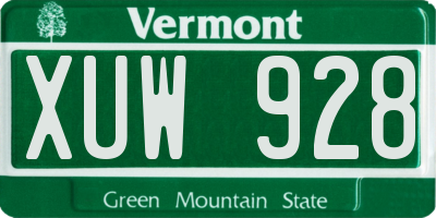 VT license plate XUW928